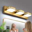 360 Rotate LED Bathroom Vanity Light Fixtures, 1300LM Acrylic Gold Vanity Lights for Bathroom, Modern Wall Lighting Fixtures Over Mirror Kitchen Living Room Hallway (Natural White Light 5000K)