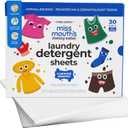 Miss Mouth's Messy Eater Laundry Detergent Sheets - 60 Loads Travel Friendly Detergent Sheets - Hypoallergenic, Sensitive Skin Safe, Pediatrician and Dermatologist Tested, Fragrance Free