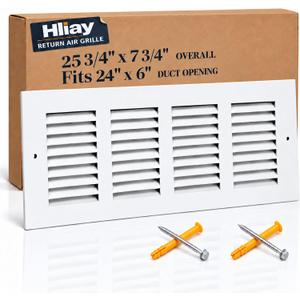 24''Wx6''H Duct Opening Steel Return Air Grille for Wall or Ceiling