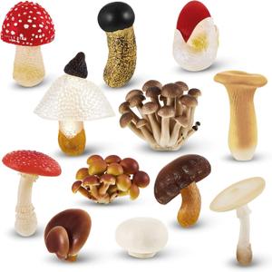 Deekin 12 Pcs Figure Mini Miniatures Figurines Mini Realistic Decor Themed Party Gifts for Diorama Projects Birthday Gift Learning (Mushroom)