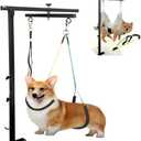 360 Rotatable Dog Grooming Arm with Clamp,Foldable Adjustable Height Dog Grooming Table Arm with Hammock and Restraint Dog Leashes,Pet Grooming for Small Medium Dogs at Home or Salon