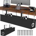 [Upgraded] Large Under Desk Cable Management Tray No Drill, Suolaao 30" Cord Organizer with Oxford Fabric, Clamp Mount, Holds 30 lbs, Large Cable Rack for Gaming & Home Office Standing Desk