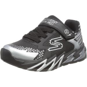 Skechers Unisex-Child Flex-Glow Bolt Sneaker (13.5 Little Kid, Black/Silver)