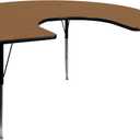 Flash Furniture Wren 60''W x 66''L Horseshoe Oak Thermal Laminate Activity Table - Standard Height Adjustable Legs