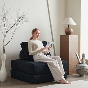 Swbvs Convertible Folding Sofa Bed, Multi-Functional Sleeper sofa with Memory Foam and Back Support Portable Futon Couch,Fold Out Chair Bed,Comfy Floor Sofa for Living Room, Bedroom, or Small Spaces : Home & Kitchen, Black 