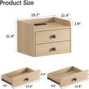 Floating Nightstand Set of 2 with 2 Storage Drawers and Charging Station Wood Wall Mounted Bedside End Table Modern Night Stands Set 2 for Bedroom,Small Space,Natural