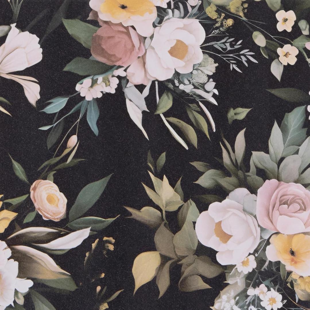 Abyssaly Floral Peel and Stick Wallpaper Dark Wildwood Stick on Wallpaper Vinyl Self Adhesive Removable Vintage Contact Paper Waterproof Wallpapers for Bedroom Bathroom Drawer Decor 17.3" x 118" (Black Pink White)