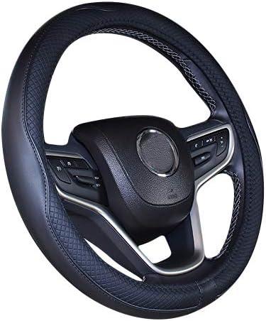 Microfiber Leather Steering Wheel Cover Universal 15 inch (Black)