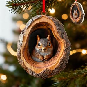 Forest Animal Christmas Ornaments, Valentines Day Gifts for Him Her, Funny Forest Animal Ornaments for Christmas Tree, 3D Resin Squirrel Ornaments Hanging for Animal Lovers & Easter Basket Stuffers