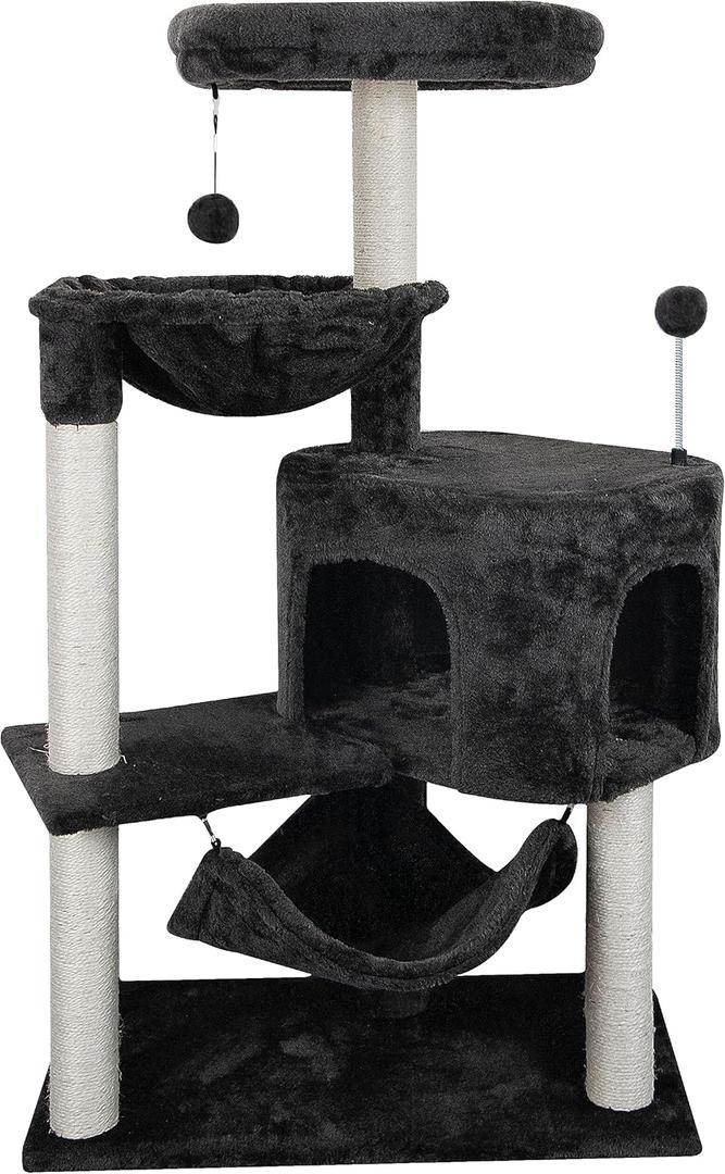YUNIQUE Cat Tree with Cat Condo and Big Hammock, Darkgrey