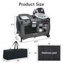 Pamo Babe Pack and Play with Bassinet Baby Playpen Foldable Playard with Changing Table Portable 4 in 1 Baby Playard