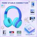 Kids Bluetooth Headphones, Over-Ear Toddler Headphones with Microphone, 85dB/94dB Volume Limited, 68H Playtime, Bluetooth 6.0, Portable Kids Wireless Headset with Cat Ears (Blue)