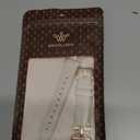 Wearlizer Leather Bands Compatible with Samsung Galaxy Watch 8 Band 40mm 44mm/Watch 8 Classic 46mm, Dressy Designer Slim Leather Strap Wristband Accessories with D-Shape Metal Buckle for Women (Starlight/Rose Gold)