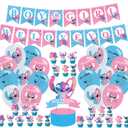 Gender Reveal Party Decorations,Birthday Party Supplies For Gender Reveal Party Supplies Includes Banner - Cake Topper - 12 Cupcake Toppers - 18 Balloons