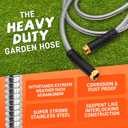 Garden Hose 25FT Stainless Steel Water Hose with 10 Functions Adjustable Spray Nozzle, Heavy-Duty Metal Garden Hose Flexible Durable No-Tangle & Kink Leak Dog Proof Hose for Yard Lawn(Orange)