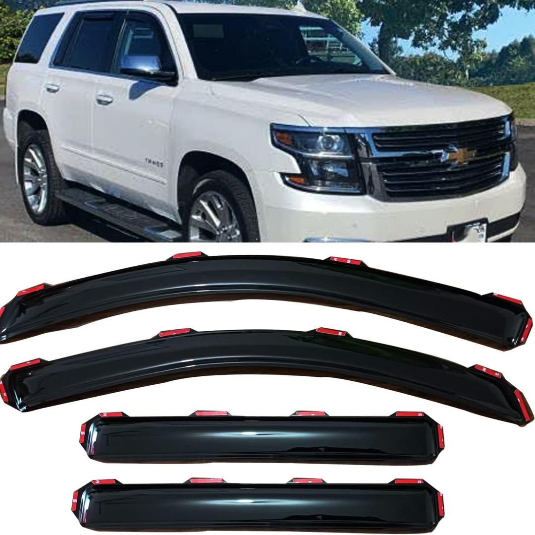 in-Channel Window Visors Rain Guards for Chevrolet Tahoe & GMC Yukon & Cadillac Escalade 2015-2020,Side Wind Deflectors Vent Guard Shade Sun Rain Snow Smoke 194531,Car Accessories 4-Pieces Set
