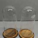 2 Pack Glass Cloche Display Dome, 10 Inch Large Decorative Glass Bell Jar, Clear Glass Dome Showcase with Dark Brown Wooden Base, for Plants, Medals, Photos, Antique Collectibles, Mother's Day
