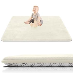SEPARO Thick Baby Play Mat for Floor,50 x 50 Playpen Mat,Tummy Time Foam Mats,Ultra Soft Support & Plush Feel,Easy Care with Non-Slip Cushioned for Infant,Kids and Toddler Crawling,Beige