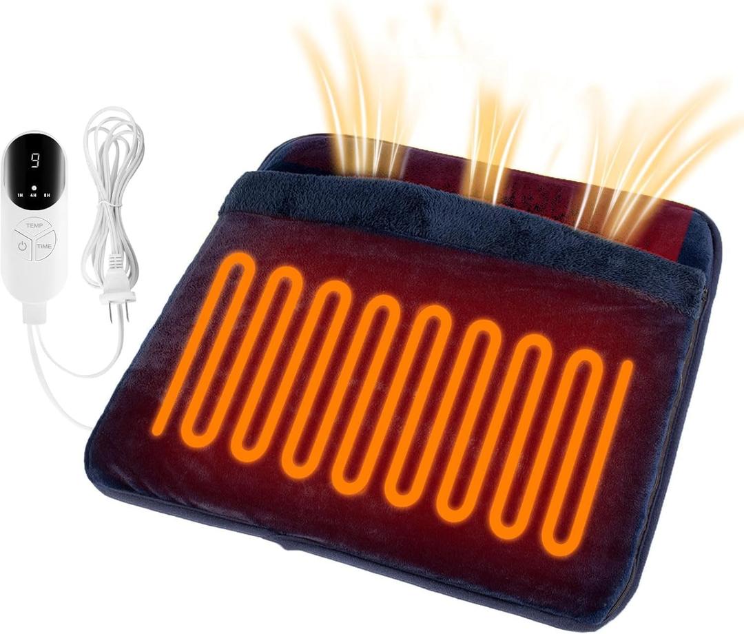 Electric Foot Warmer Heating Pads with Fast Double Side Heated Technology, 3 Timer Settings & 9 Heat Levels, 6-Layers Heat Retention Fabric, Christmas Gifts for Man/Women, 22"20" (Navy Blue)