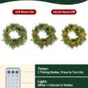 NUPTIO Artificial Christmas Garland with Lights: 2Pcs 6.2Ft Pre-Lit Gold Glitter Garland with Pine Cones Red Berry Eucalyptus - Xmas Decorations for Mantle Fireplace Railing Stairs Table Door