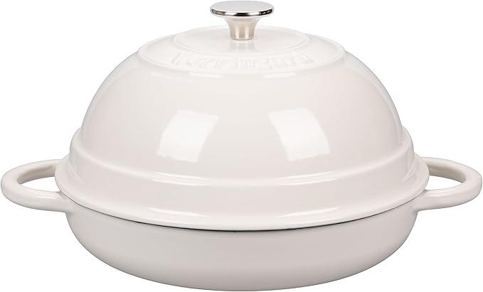 Cast Iron Enameled Dutch Oven Pot with Lid for Bread Baking, Bread Oven, 6 Quart, White