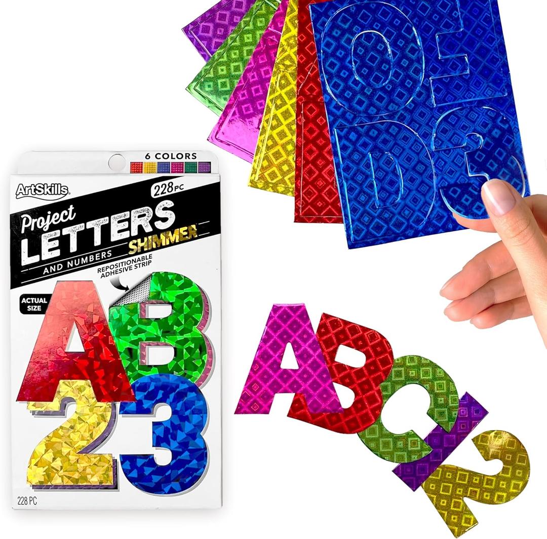 ArtSkills Poster Letters 2.5 Paper Letters for Poster Board Projects, Classroom Bulletin Boards, Sign Making Supplies, Holographic, 228 Pieces