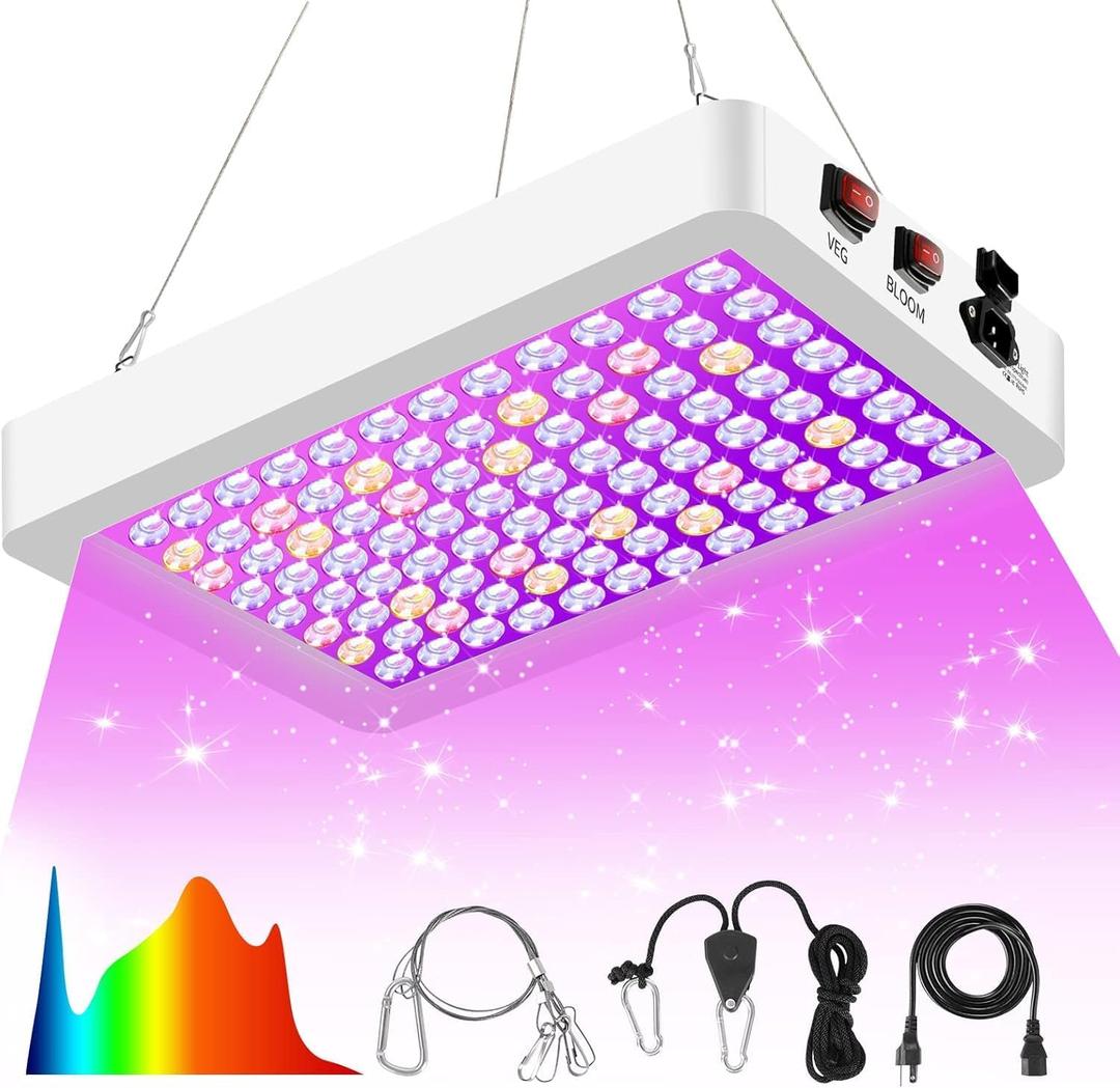 Upgraded LED Grow Lights, Grow Lights for Indoor Plants Full Spectrum, Hanging Seed Starting Seedlings Vegetable Growing Lamps, Super Bright 194 LEDs(Actual Power 40W)
