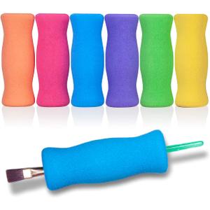 Soft Foam Pencil Grip for Kids and Adults, Open Slip Easy Insert Pen Paint Brush Holder for Right-Handed and Left-Handed Use, Assorted Colors, 6 Count (Assorted)