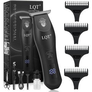 Professional Hair Clippers for Men - Cordless & Corded Dual Mode, 2-Speed & LCD Display, Complete Barber Kit, Scissors, Guide Combs, Rechargeable Beard/Hair Trimmer for Home & Professional Use