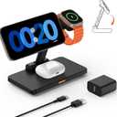 Wireless Charging Station for iPhone Mag-Safe: JoyGeek 3-in-1 Foldable Charger Phone Stand Charge for iPhone 16/15/14/13/12 Pro/Max/Plus - for AirPods - for Apple Watch 2-10/Ultra (Carbon Black)