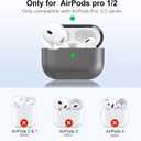 RFUNGUANGO for AirPods Pro 2nd Generation Protective Case, with Phone Holder Function, Magnetic Cover Lock, for AirPods Pro 2nd/1st Generation Full Drop-Proof Protective Case with Lanyard, Grey