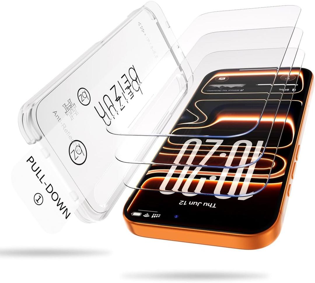 Beizun for iPhone 17 Pro Screen Protector, 3-Pack 9H+ Tempered Glass, Easy Installation, Bubble-Free & Dust-Free, Case Friendly, Full Coverage, 3D Curved Edges