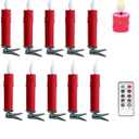 Christmas Tree Clip-on Taper Candles with 3D Flickering Flame Battery Operated Candle with Timer and Remote, Pack of 19, Red