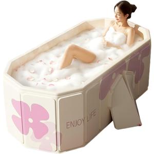 Foldable Bathtub for Adult 59'in Foldable Collapsible tub Portable Bathtub for Bathroom Folding SPA Tub for Shower Stall, Ideal for Small Spaces Folding Tub (Green, XXL: 59"L x 33.8"W x 21.6"H)