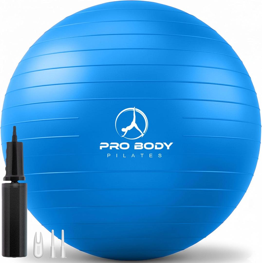 ProBody Pilates Exercise Ball - Multiple Sizes Gym Grade Balance Ball for Fitness, Yoga, Workout, Pregnancy & Physical Therapy (S: 15-18 Inches/38-45 Ccm, Blue)