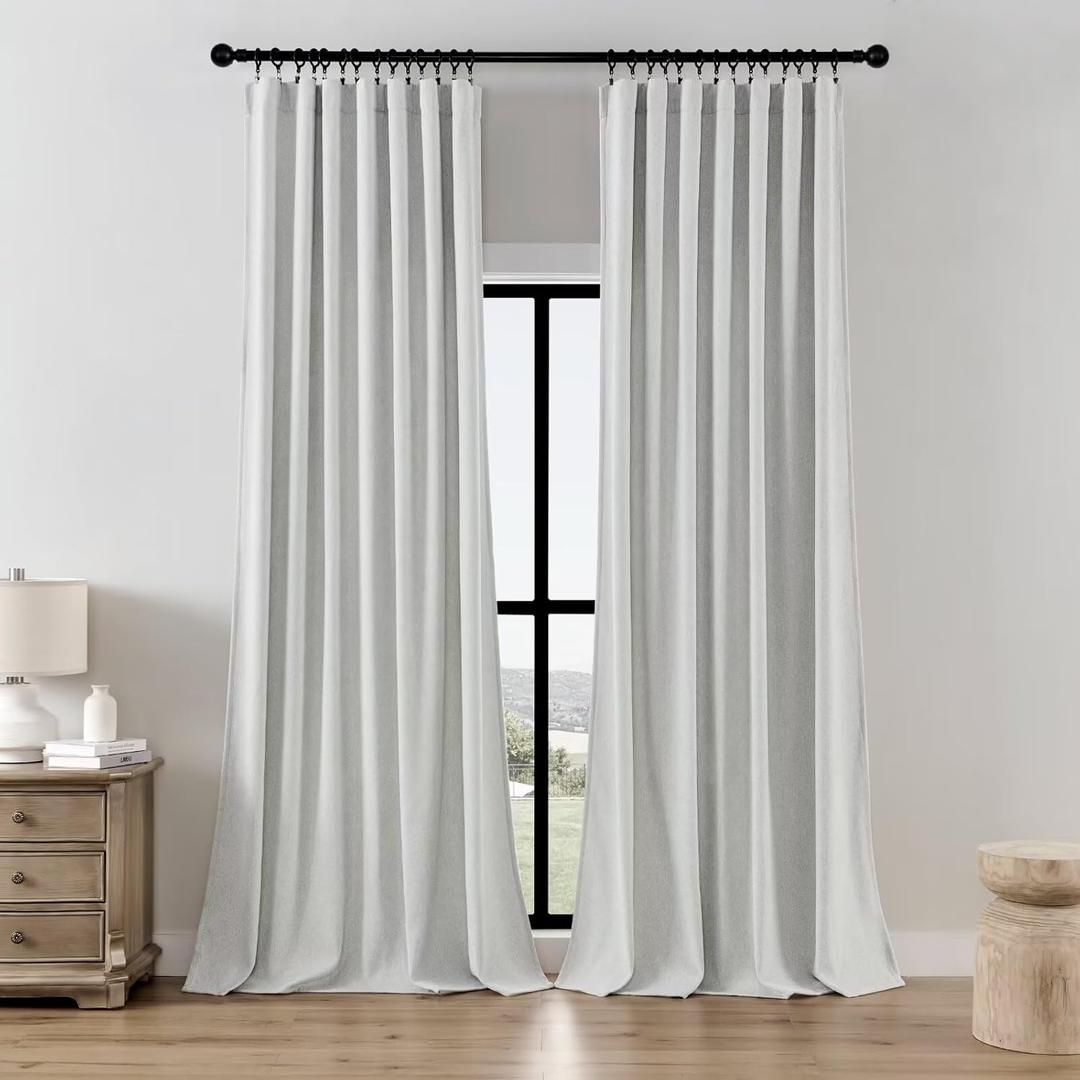 Joydeco Light Filtering Curtains 84 Inch Length for Bedroom, Faux Linen Curtains 84 Inches Long for Living Room, Pinch Pleat Curtains for Living Room 84 Inch Length(52x84 inch, Greyish White) Joydeco Light Filtering Curtains 84 Inch Length for Bedroom, Faux Linen Curtains 84 Inches Long for Living Room, Pinch Pleat Curtains for Living Room 84 Inch Length(52x84 inch, Greyish White)