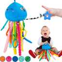 teytoy Sensory Toy, Texture Toys for Babies with Rattle, Autism Sensory Toys Jellyfish Shape Tactile Sensory Toys with 10 Textures, Baby Sensory Toys for 0-3-6-18 Months Soft Baby Toys with Teethers