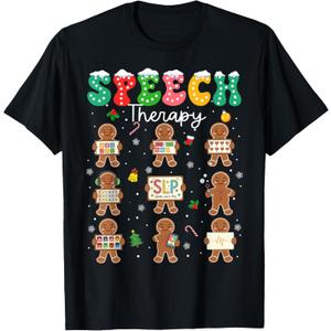 Speech Therapy Christmas SLP Therapy Cookies Gingerbread T-Shirt. Size 4x