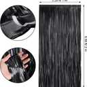 4 Pcs Foil Fringe Curtains Backdrop Metallic Tinsel Streamers Photo Booth Backdrops Door Fringe Curtains for Wedding Birthday Halloween Christmas Disco Party Decorations (Matt Gold, Matt Black)