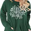 Plus Size Merry Christmas Baseball T-Shirt Women Long Sleeve Holiday Xmas Splicing Tee Tops (XX-Large)