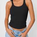 Trendy Queen Women's Tank Tops Crop Camisole Summer Fashion Sleeveless Ribbed Workout Basic Going Out Gym Spring Clothes 2026 (Black, M)