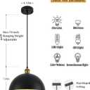 Pendant Lights for Kitchen Island, 11.8" Black and Gold Farmhouse Pendant Light, Dome Pendant Light Fixtures for Dining Room, Living Room, Bedroom, Cafe, Bar, 2 Pack