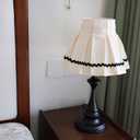 Pleated Fabric Lamp Shade with Bulb Clip Adapter, Detachable & Washable Cotton Lampshade for Table Lamps & Floor Light, Small/Medium for Farmhouse, French Country Decor (5"x9"x7", White)