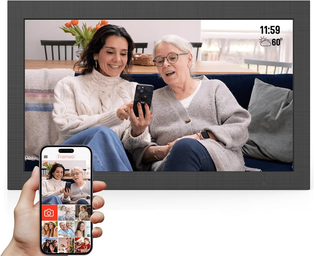 15.6 Inch WiFi Digital Picture Frame IPS Touch Screen HD Disply,Video Clips and Slide Show,Auto-Rotate, Wall Mountable,Send Photos Instantly from Anywhere with via Frameo APP (15.6 INCH)