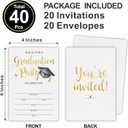 2 x graduation invitations 2025 - Grad Party - 20 invitation cards with envelopes, Gold Font Fill-in style Celebration party invitation, College Graduation Party Decoration & Supplies - A01