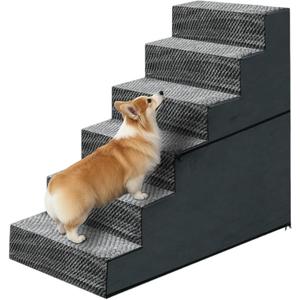 28" H Dog Stairs for Small and Medium Dogs 6-Step Ramps for High Beds and Couch Non-Slip Extra Wide Pet Stairs for Old Dogs and Puppy and Cat - Stable & Durable with Machine Washable Cover Indoor