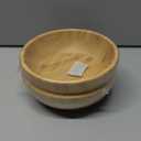 Bamboo Wooden Bowls, 6 Inch Round Serving Bowl for Salads/Fruits/Pasta/Vegetables, 17 Fl oz Handcraft Shallow Soup Bowl for Entertaining and Party, Rustic Light Wood Bowls for Food Set of 2