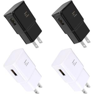 Fast Charging Block USB Wall Charger Plug Travel Adapter Plug Android Phone Charger for Samsung Galaxy S23/S22/S22 Ultra/S21/S20/S10/S9/S8/S7/S6 Edge/Note 10 9 8 Quick Charger,Cell Phone Charger (Black/White)