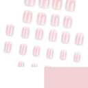 8 x Square Press on Nails Short Fake Nails Pink Ombre False Nails with White Tip Design Glue on Nails Glossy Full Cover Stick on Nails Pink Acrylic Nails Cute Artificial Nails for Women Manicure 24Pcs