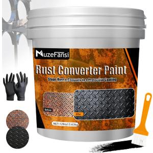 Metal Paint,128oz Rust Converter Paint, 2-in-1 Rust Converter & Metal Primer, Black Rust Inhibitor & Corrosion Protection, Heat Resistant for Automotive, Marine & Industrial Use